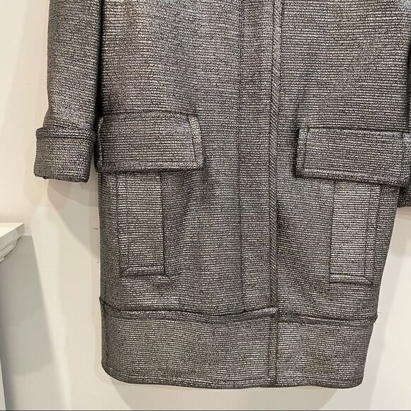 Diane von Furstenberg Silver Glitter Peacoat Front pockets Wool - Picture 4 of 11
